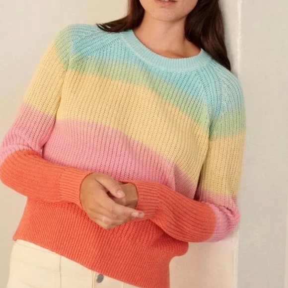 White and Warren Textured Rainbow Crewneck: Brand New XS - Picture 6 of 8